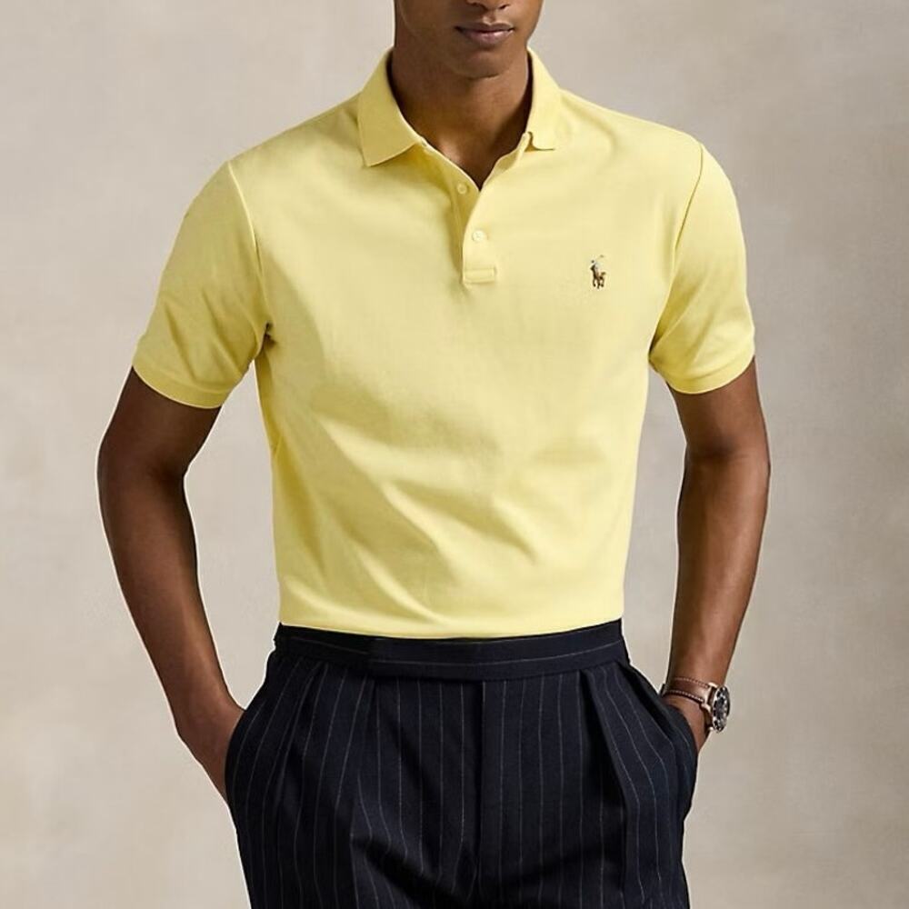 Polo Ralph Lauren Soft Cotton Polo Shirt Classic Fit Short Sleeve Yellow Size XL